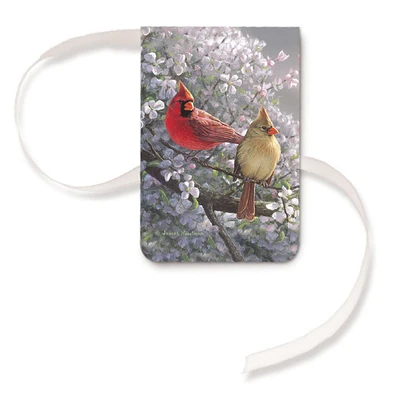 Blushing Cardinals Magnetic Page Clips with Ribbon