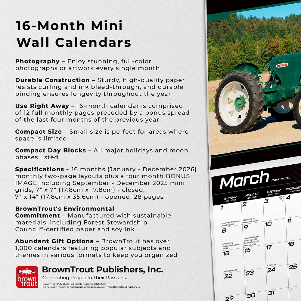 Tractors 2026 Mini Calendar
