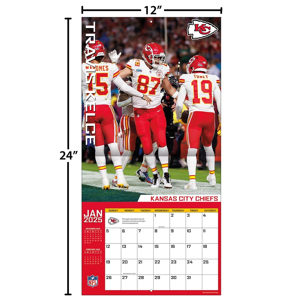 NFL Travis Kelce Kansas City Chiefs Wall 2025 Calendar