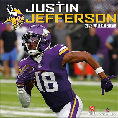 NFL Justin Jefferson Minnesota Vikings Wall 2025 Calendar