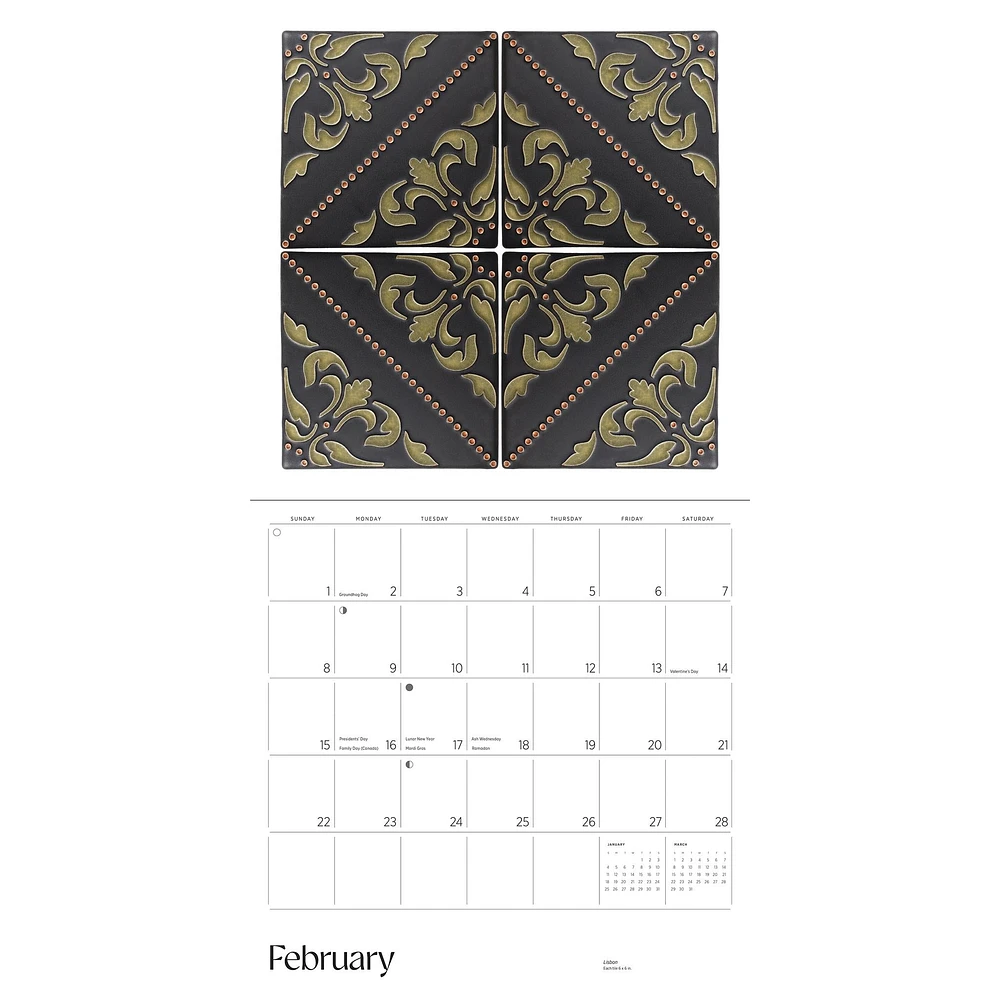 Arts And Crafts Tiles 2026 Wall Calendar - Online Exclusive