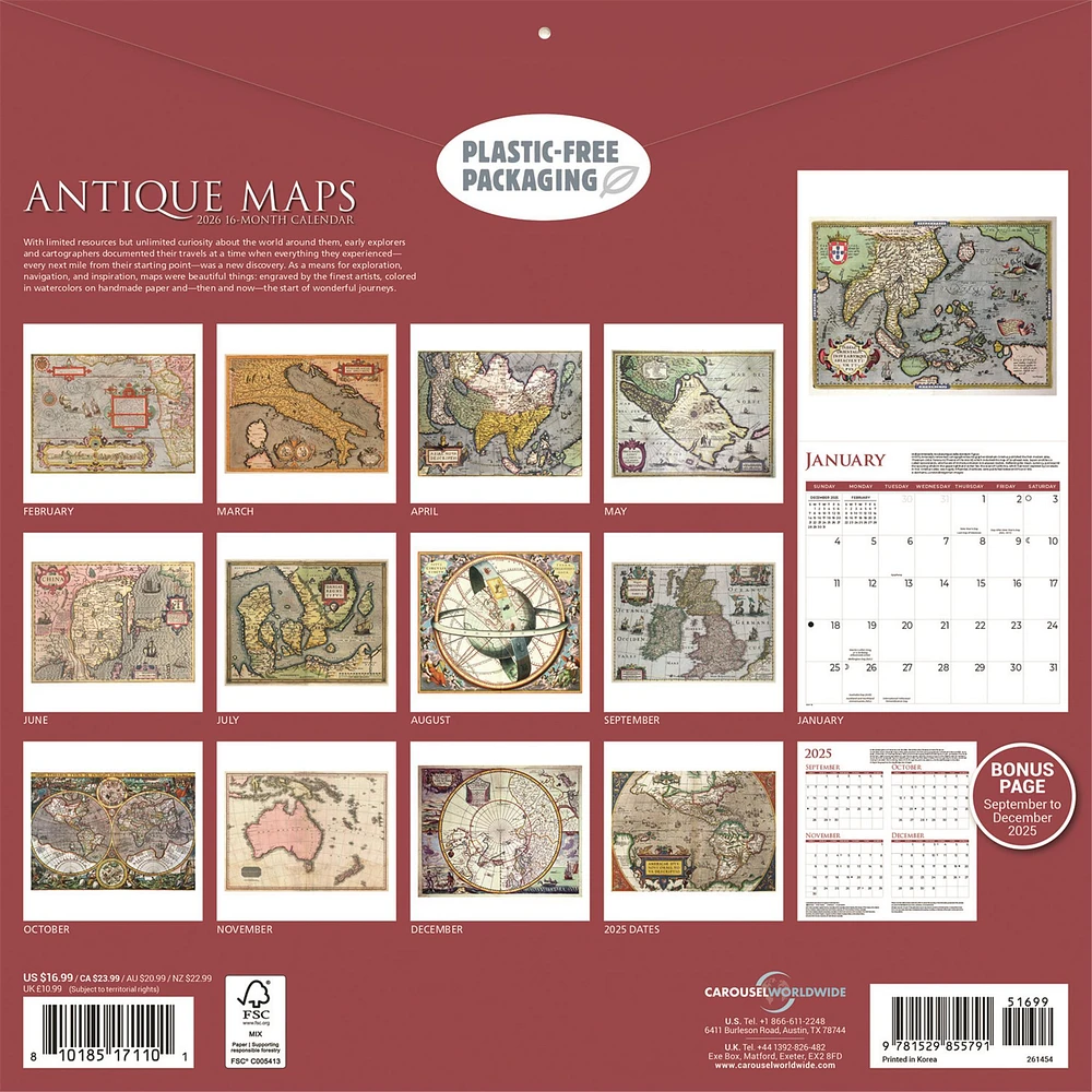 Antique Maps 2026 Wall Calendar