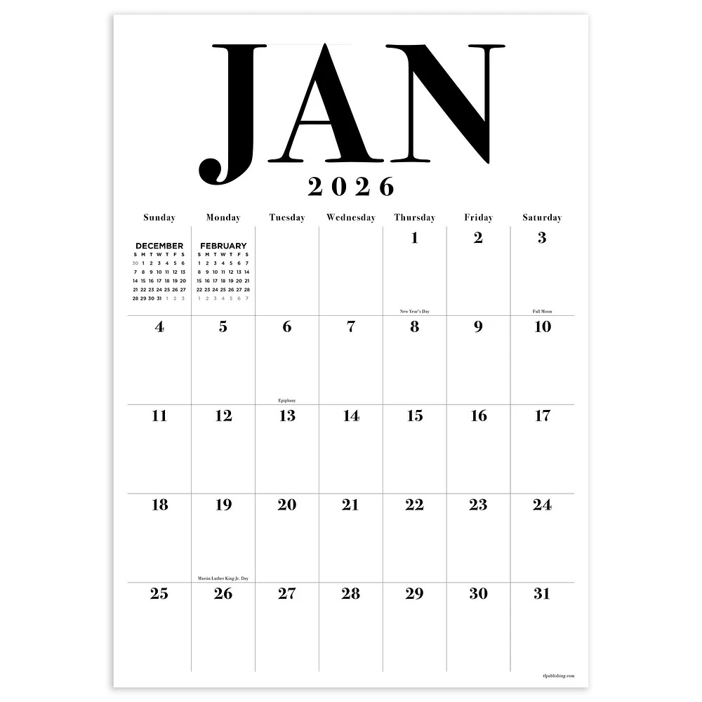 Typography 2026 Poster Calendar