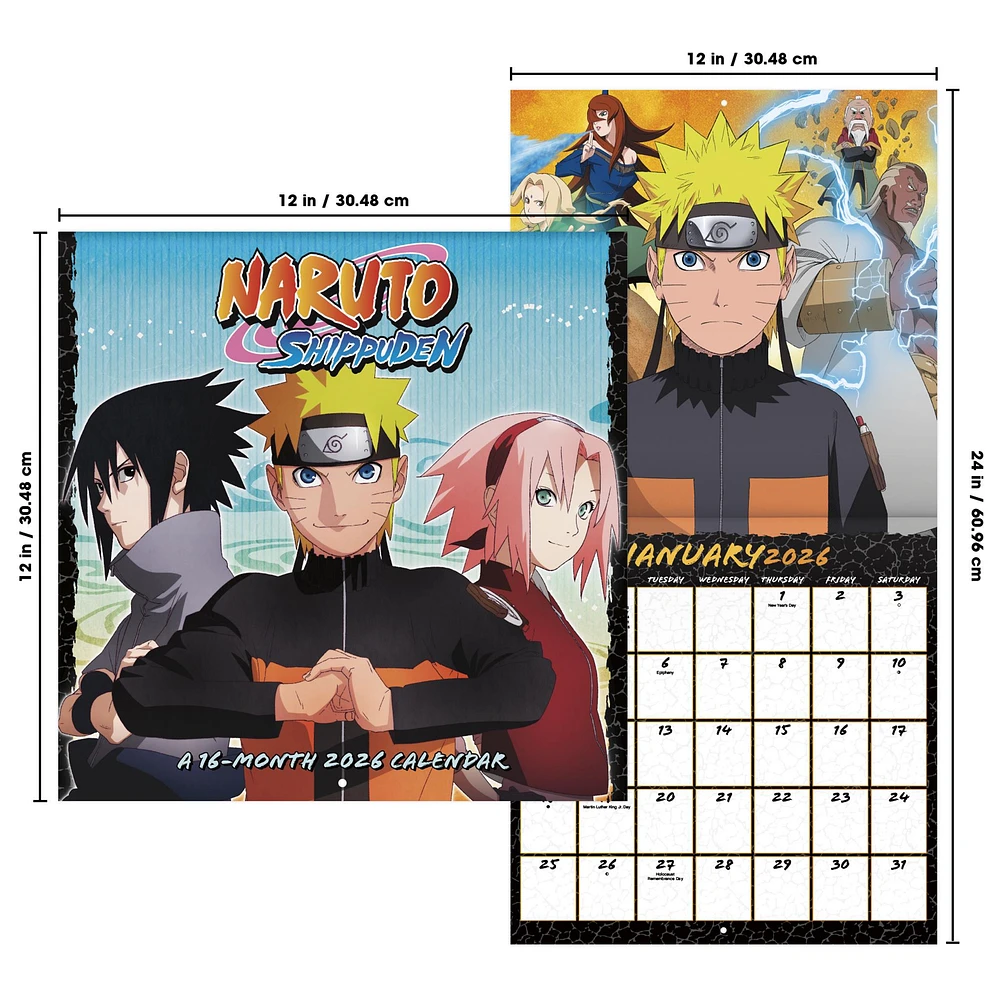 Naruto Shippuden 2026 Wall Calendar