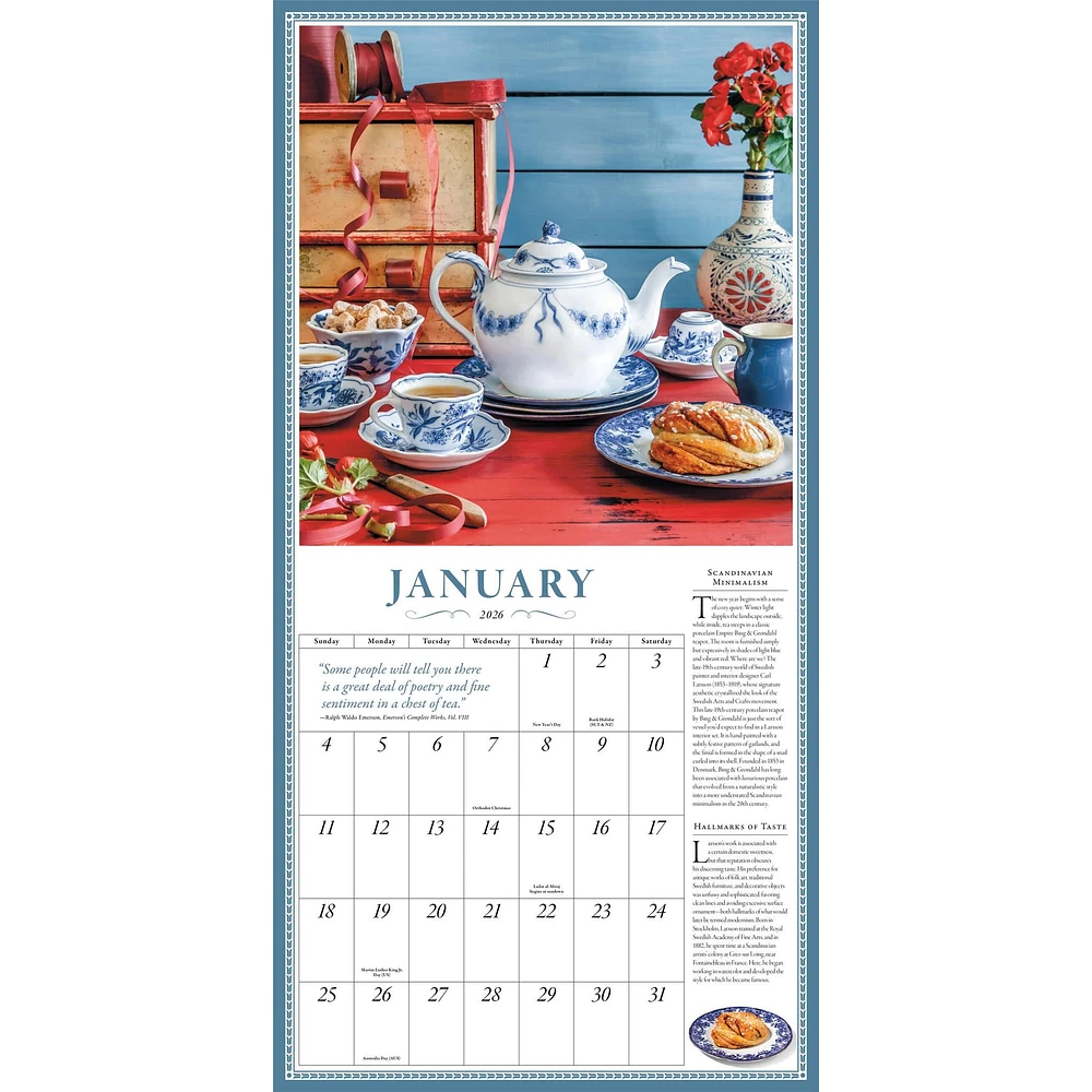 Collectible Teapot 2026 Wall Calendar
