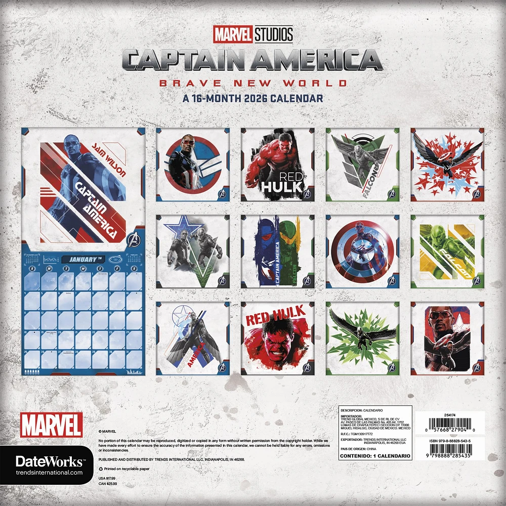 Captain America: Brave New World 2026 Wall Calendar - Online Exclusive