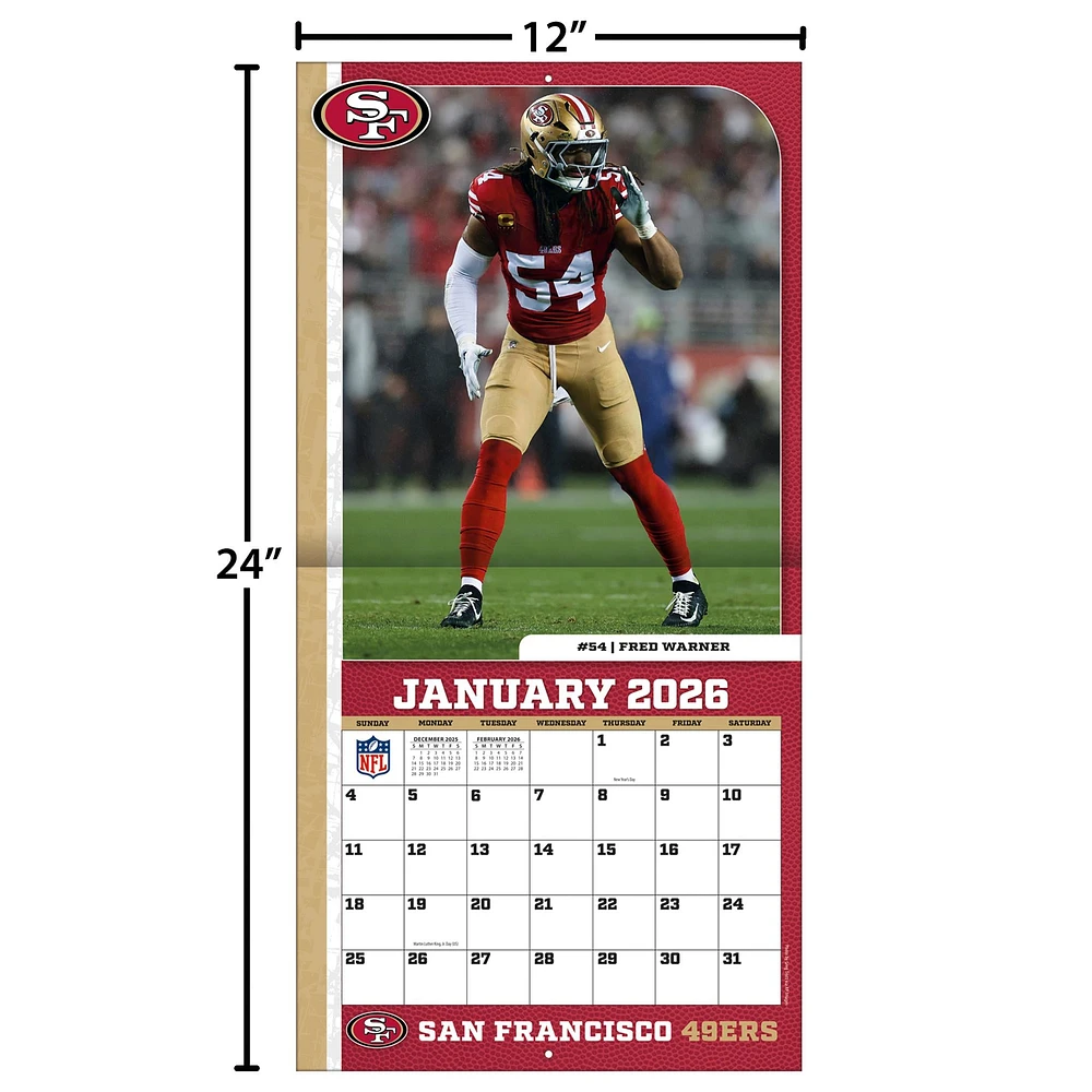 NFL San Francisco 49Ers 2026 Wall Calendar