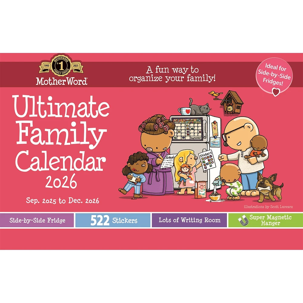 Motherword Magnetic Fridge English 2026 Wall Calendar
