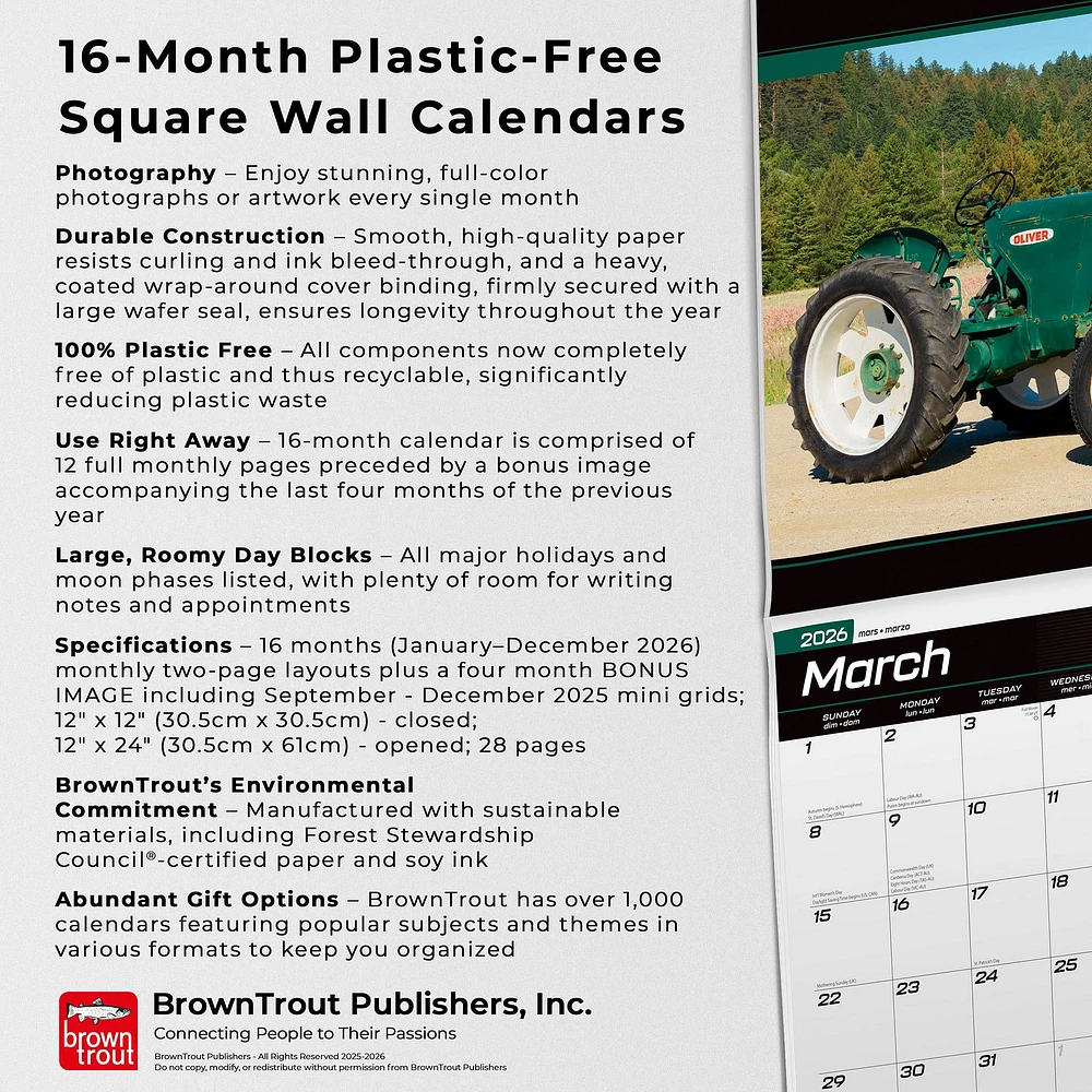 Tractors 2026 Wall Calendar - Online Exclusive