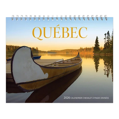 Quebec 2026 Double View Easel Calendar (French)