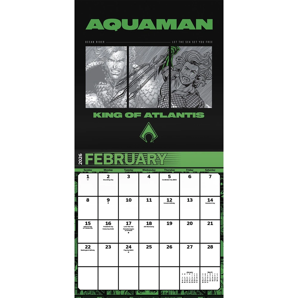 The Justice League Classic 2026 Wall Calendar