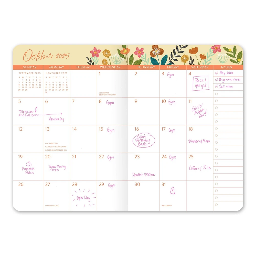 Garden Owl Monthly Exclusive Pocket Planner 2025 Calendar