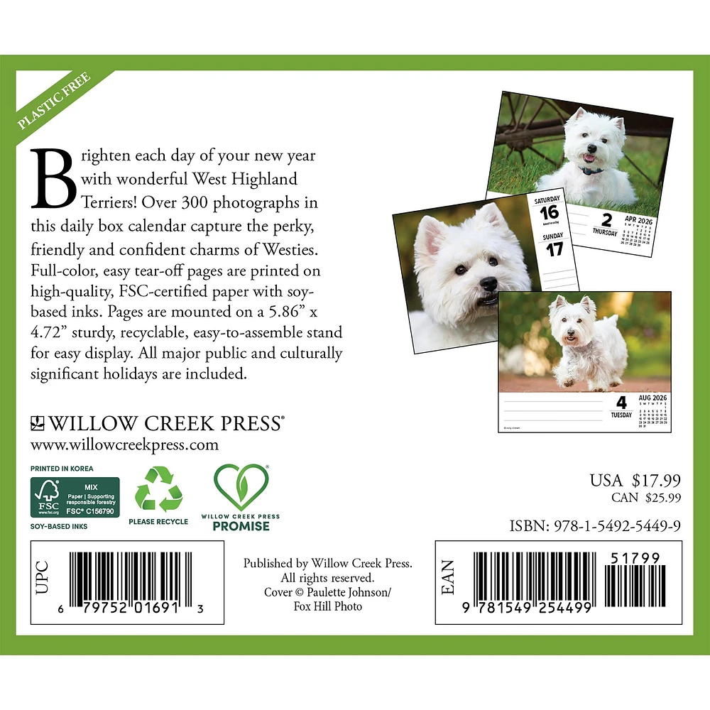 Just Westies 2026 Box Calendar - Online Exclusive