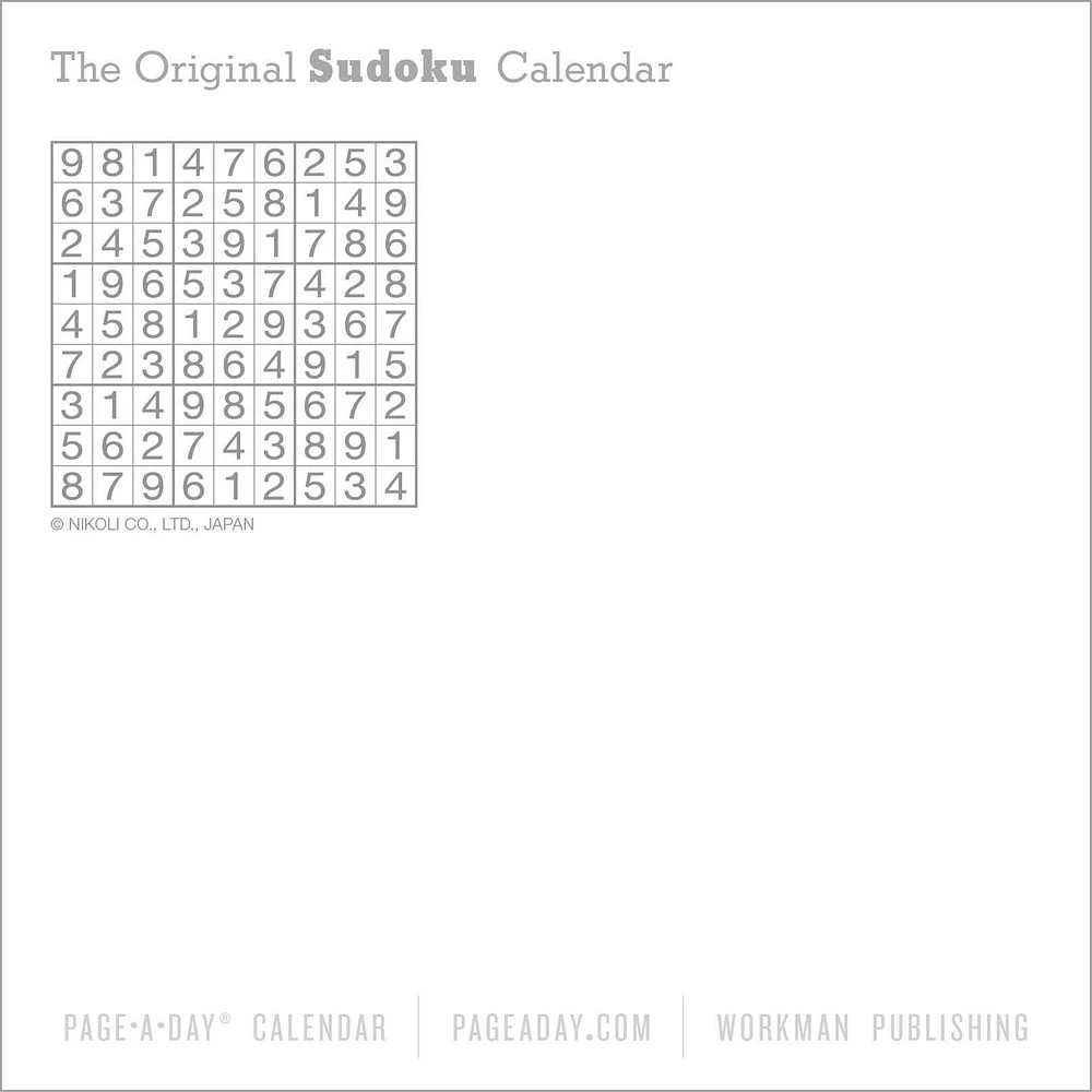 Sudoku 2026 Box Calendar