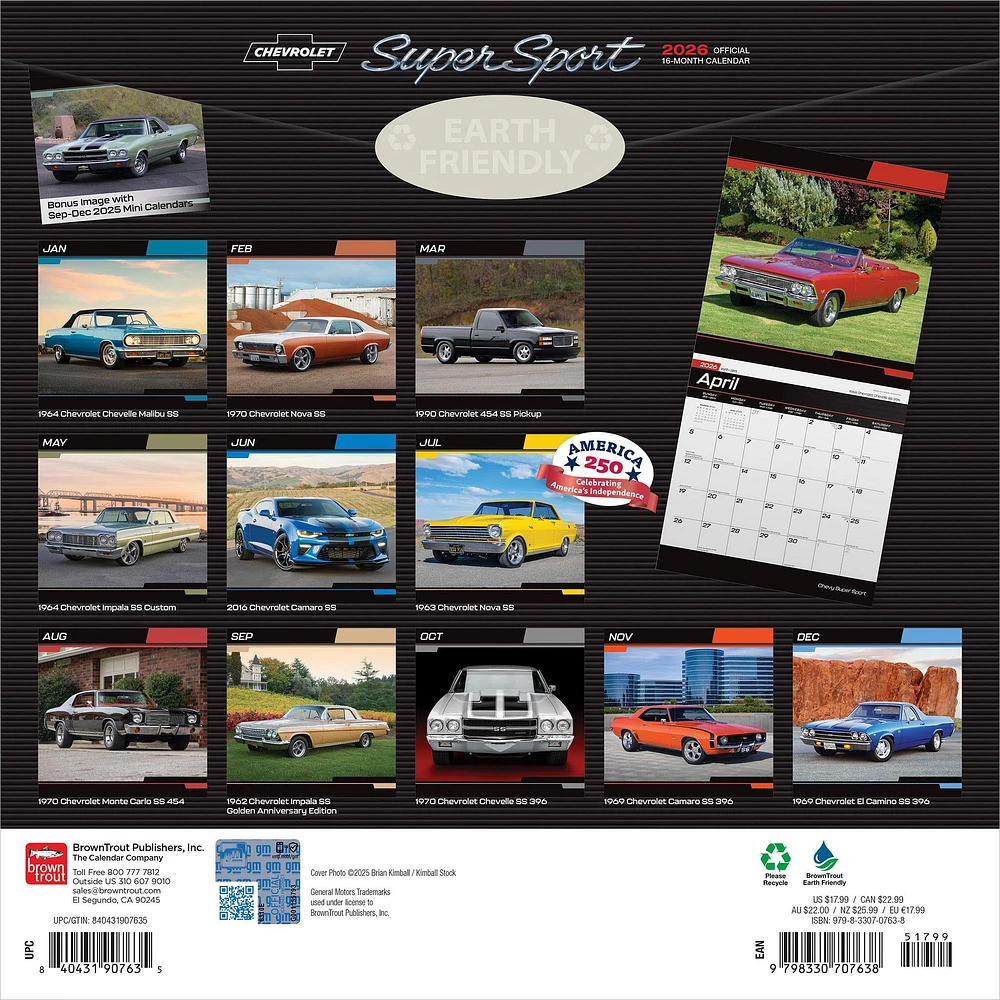Chevy Super Sport 2026 Wall Calendar - Online Exclusive