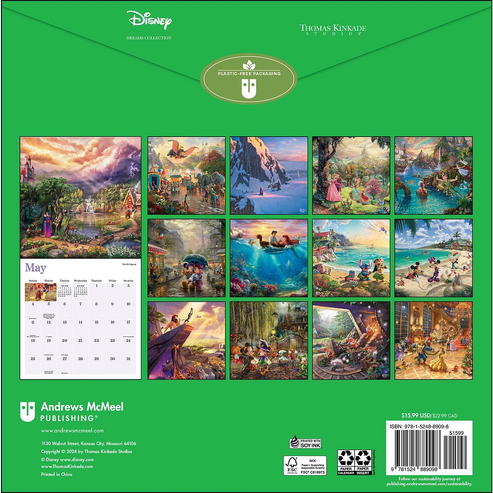 Kinkade Disney Dreams Collection Wall 2025 Calendar