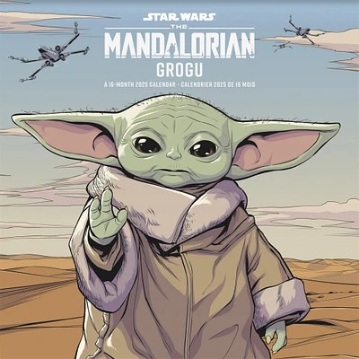 Star Wars Mandalorian Grogu Bilingual Wall 2025 Calendar