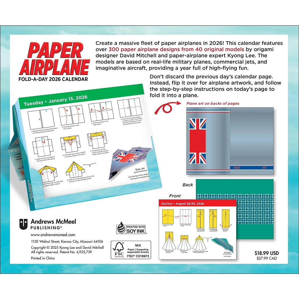 Paper Airplane Fold-A-Day 2026 Box Calendar