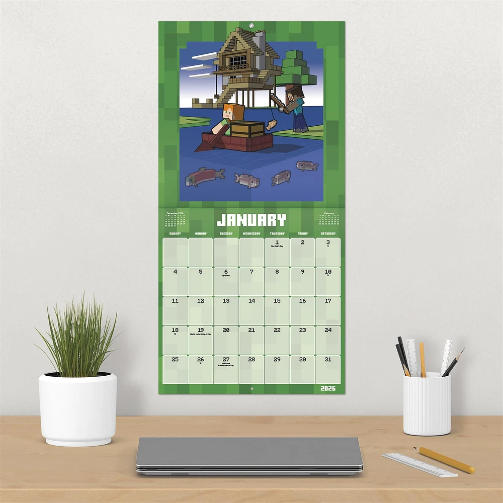 Minecraft Exclusive with Decal 2026 Deluxe Wall Calendar