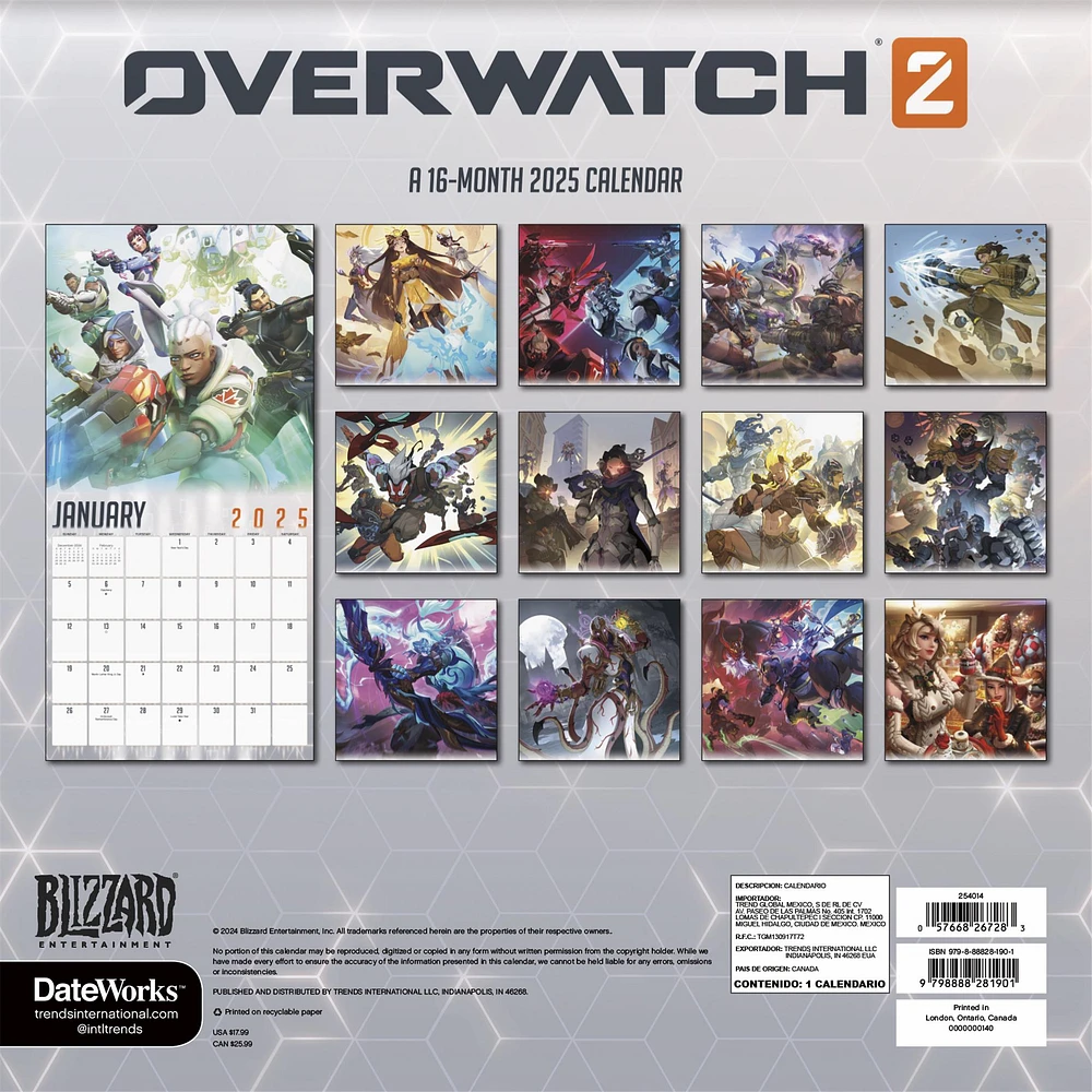 Overwatch Wall 2025 Calendar - Online Exclusive