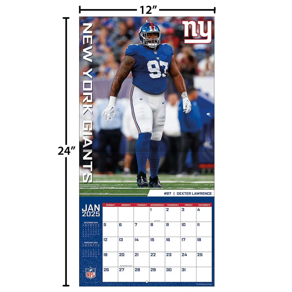 NFL New York Giants Wall 2025 Calendar - Online Exclusive