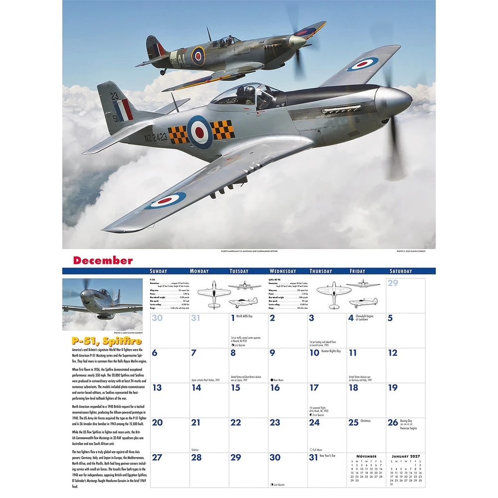 Golden Age Of Flight Deluxe 2026 Wall Calendar