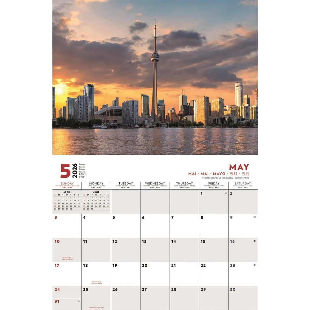 Canada Multi Language 2026 Wall Calendar