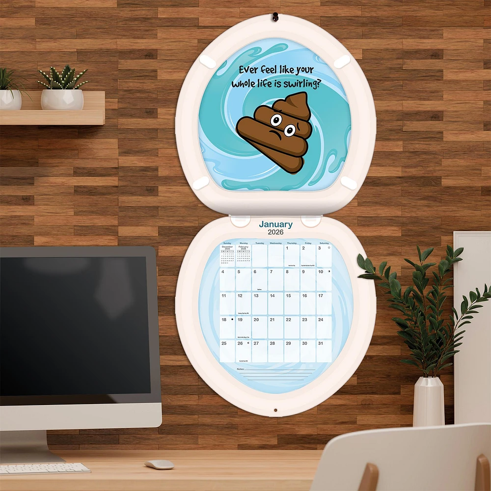 Poo Happens Die Cut 2026 Wall Calendar