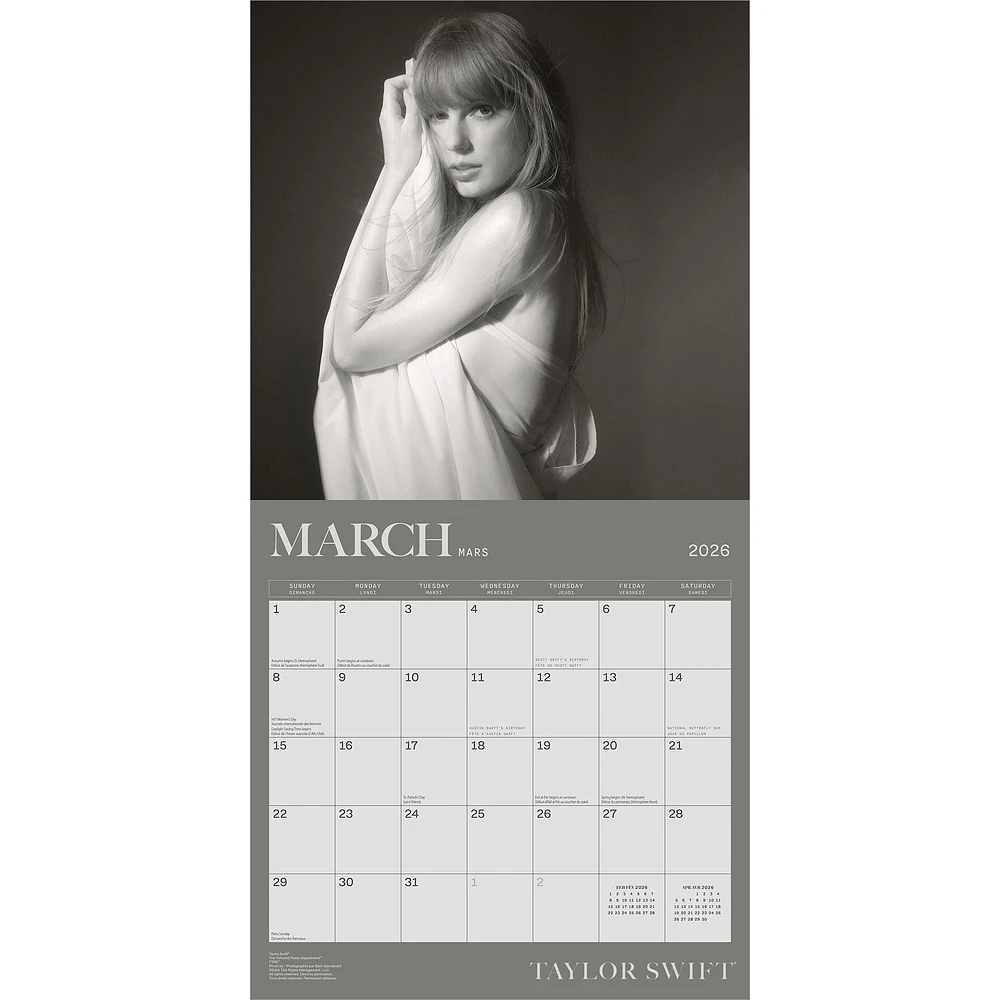 Taylor Swift Bilingual 2026 Wall Calendar