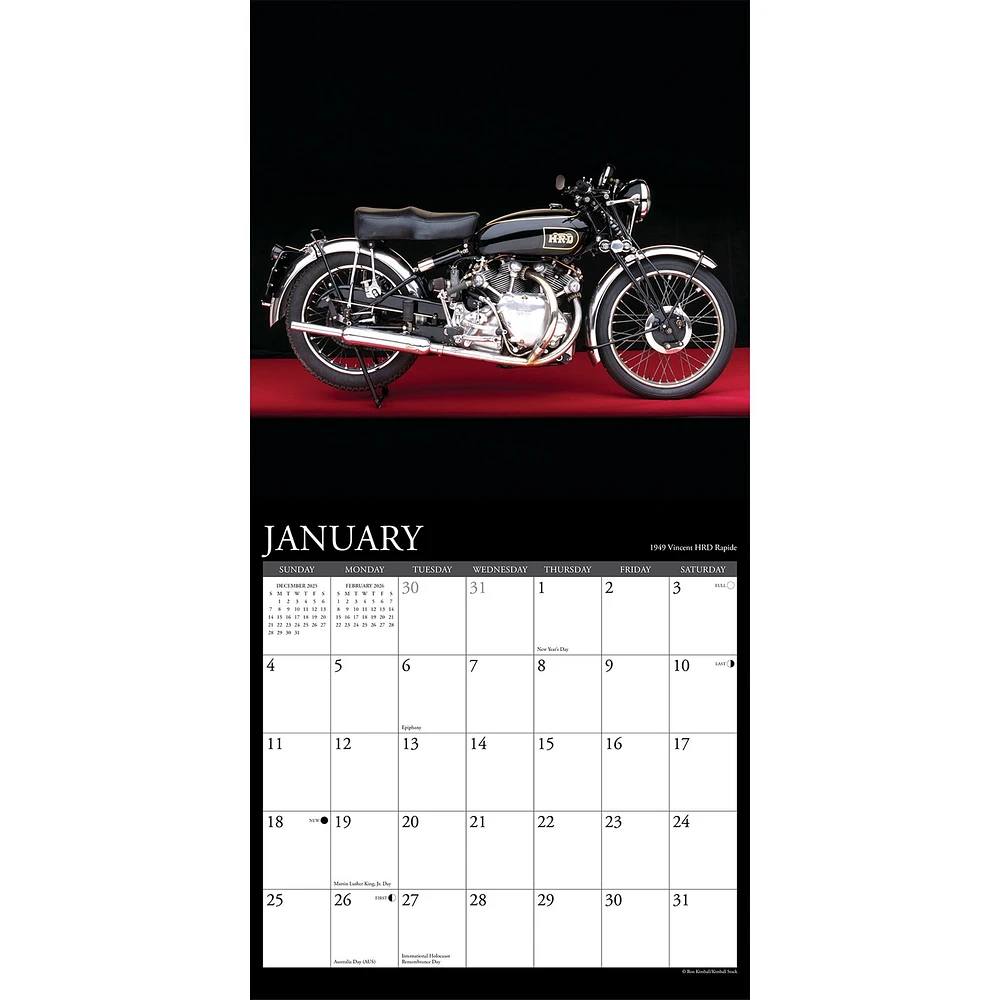 Classic Motorcycles 2026 Wall Calendar