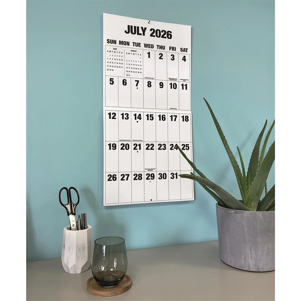 Big Letters Big Numbers 2026 Wall Calendar