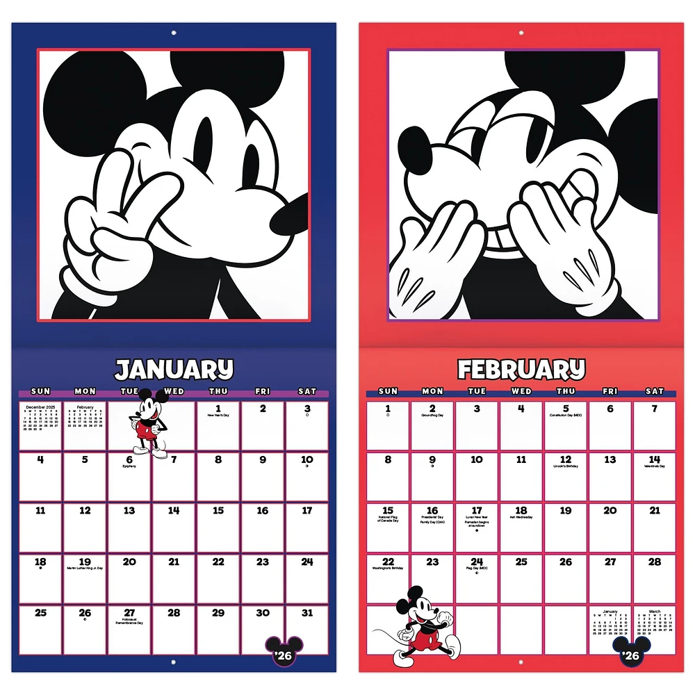 Mickey Mouse 2026 Wall Calendar