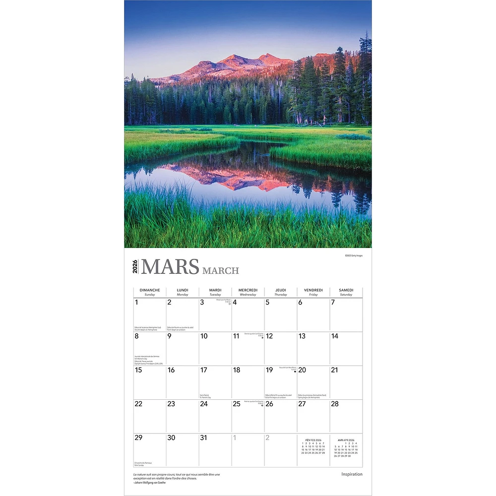 Inspiration 2026 Wall Calendar (French)