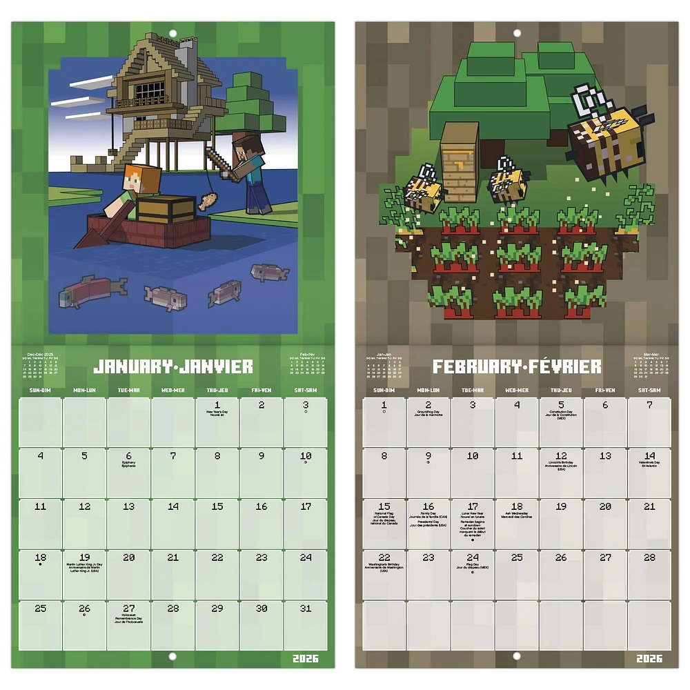 Minecraft Bilingual 2026 Mini Calendar