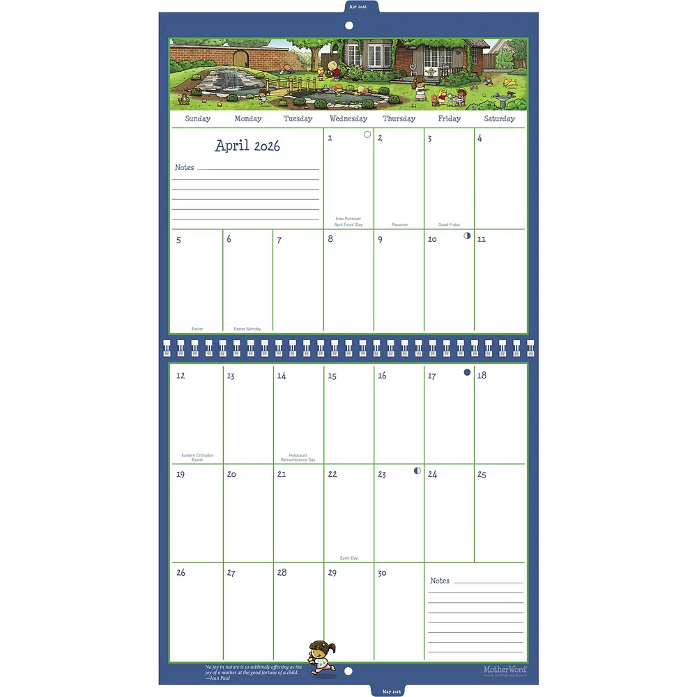 Motherword Tabbed English 2026 Wall Calendar
