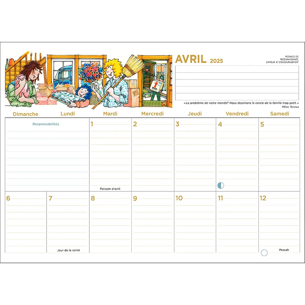 Agenda Familial Wall 2025 Calendar (French)