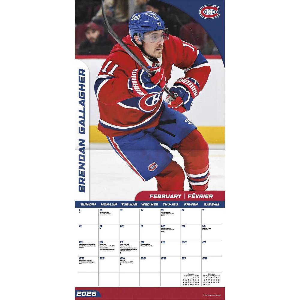 NHL Montreal Canadiens Bilingual 2026 Wall Calendar