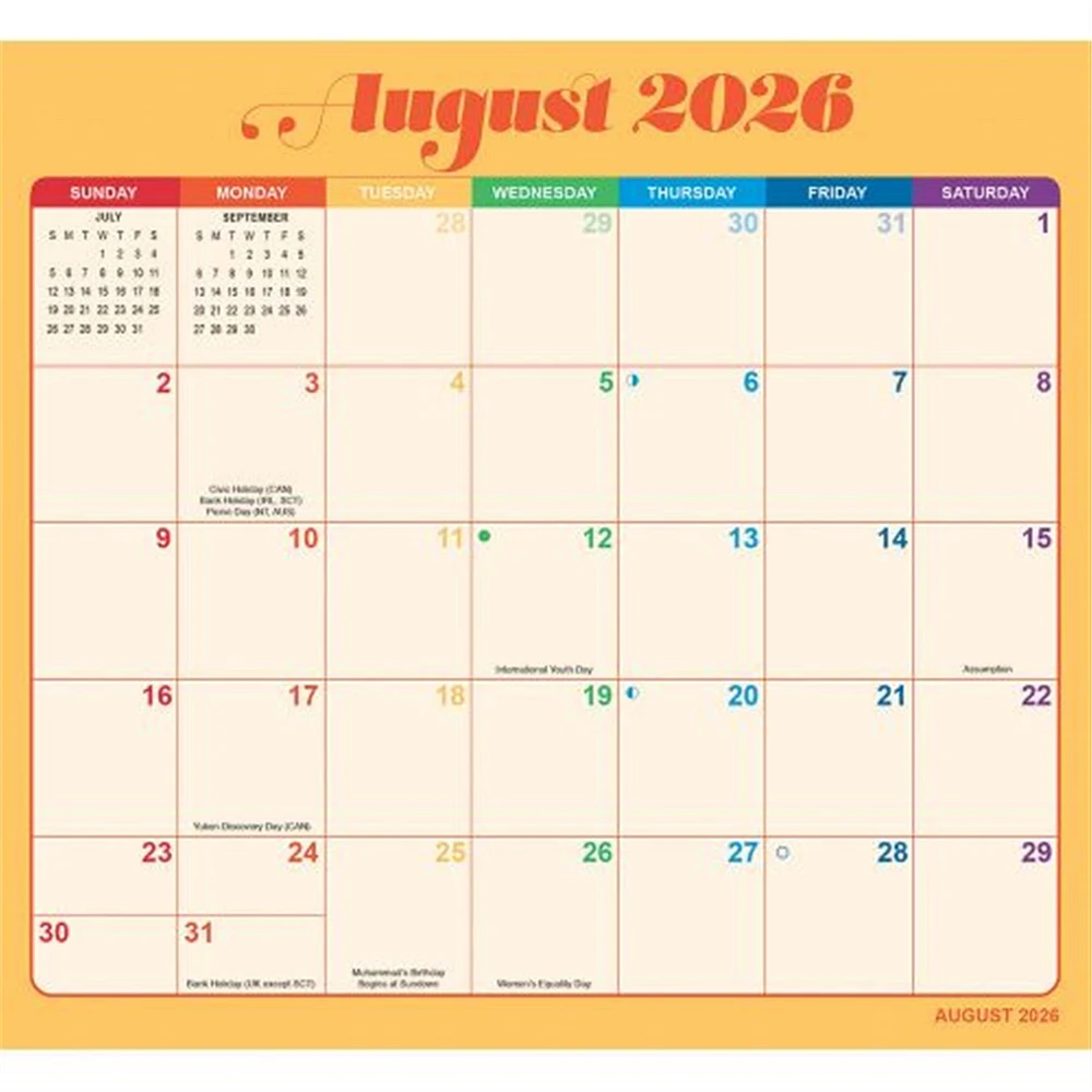 Rainbow Jumbo Magic Grip 2025-2026 Wall Calendar