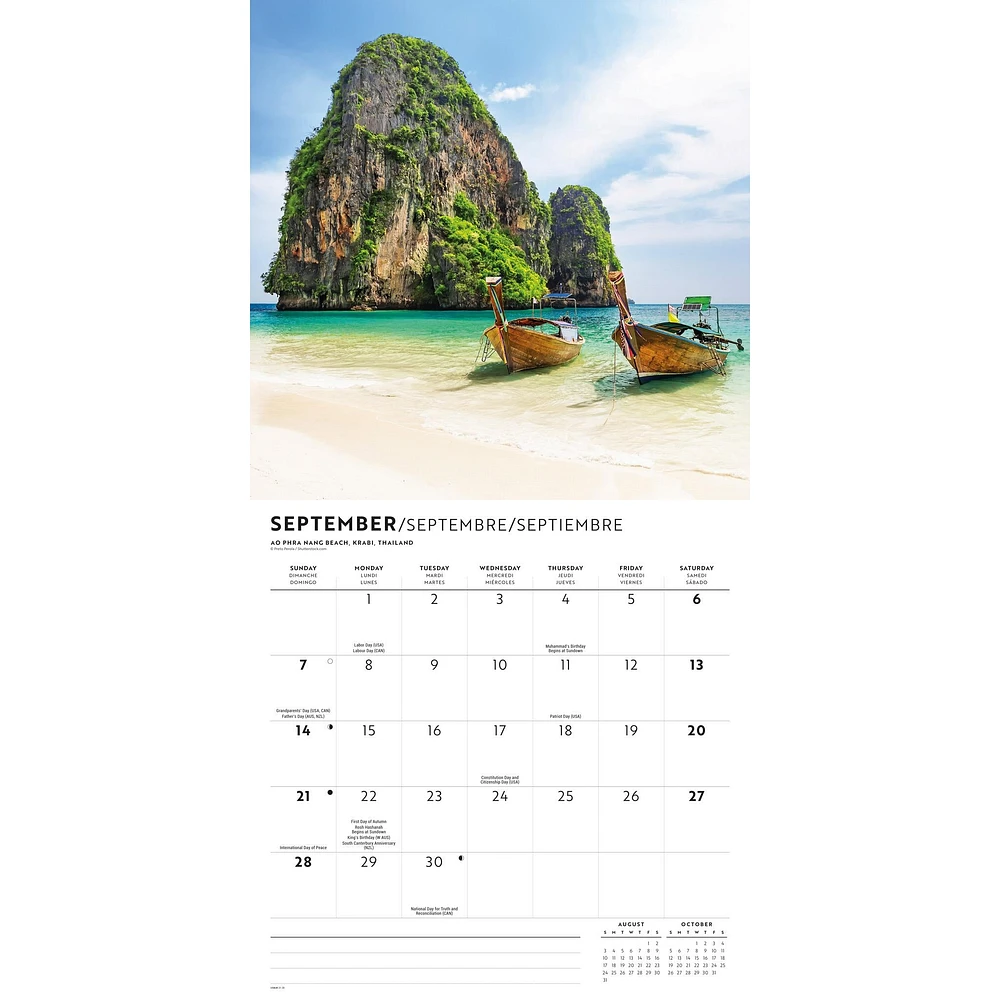 Island Paradise Wall 2025 Calendar