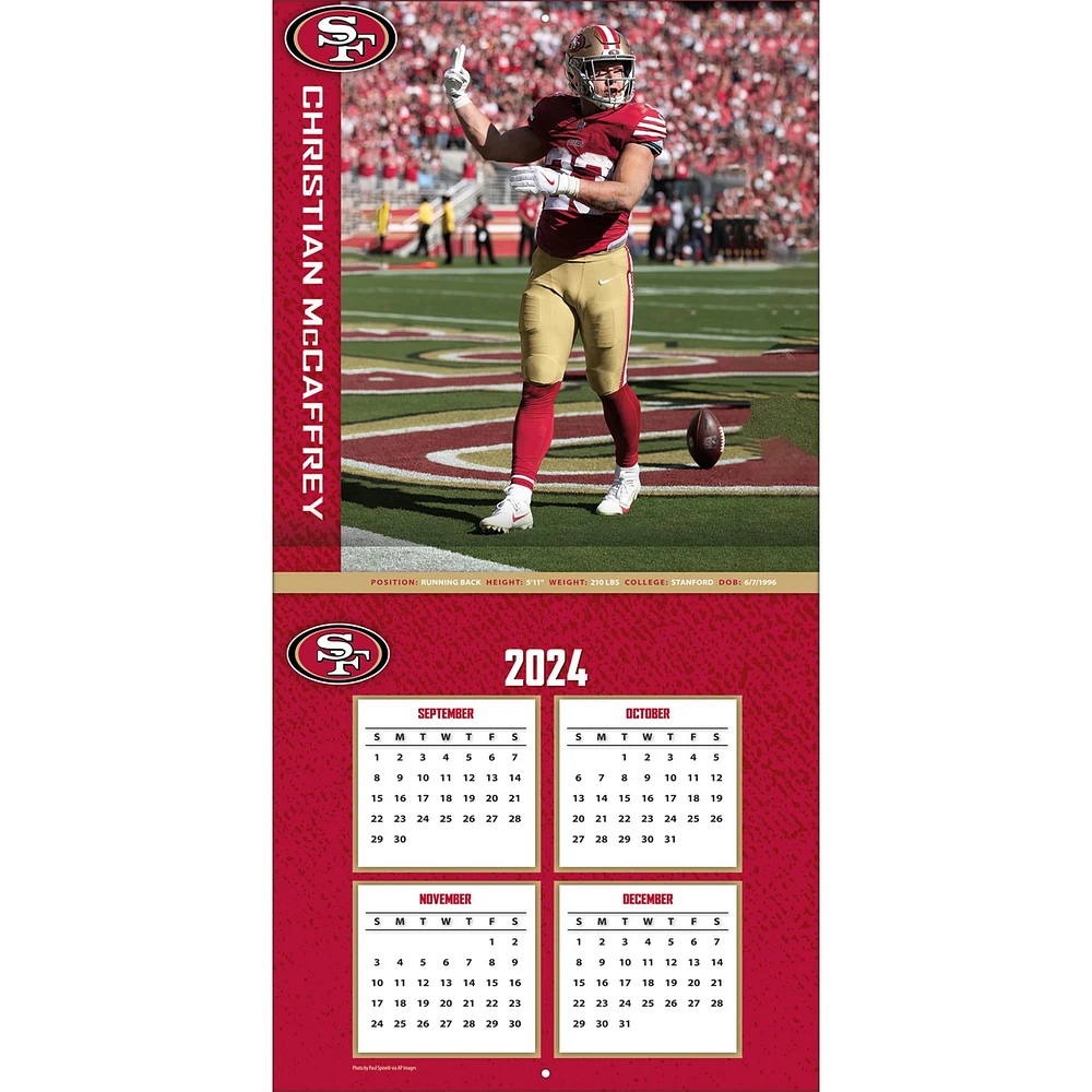 NFL San Francisco 49Ers Christian Mccaffrey Wall 2025 Calendar - Online Exclusive