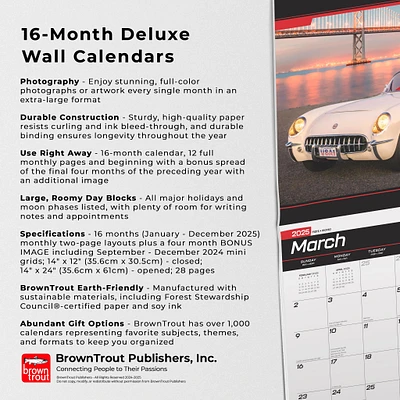 Corvette Deluxe Wall 2025 Calendar