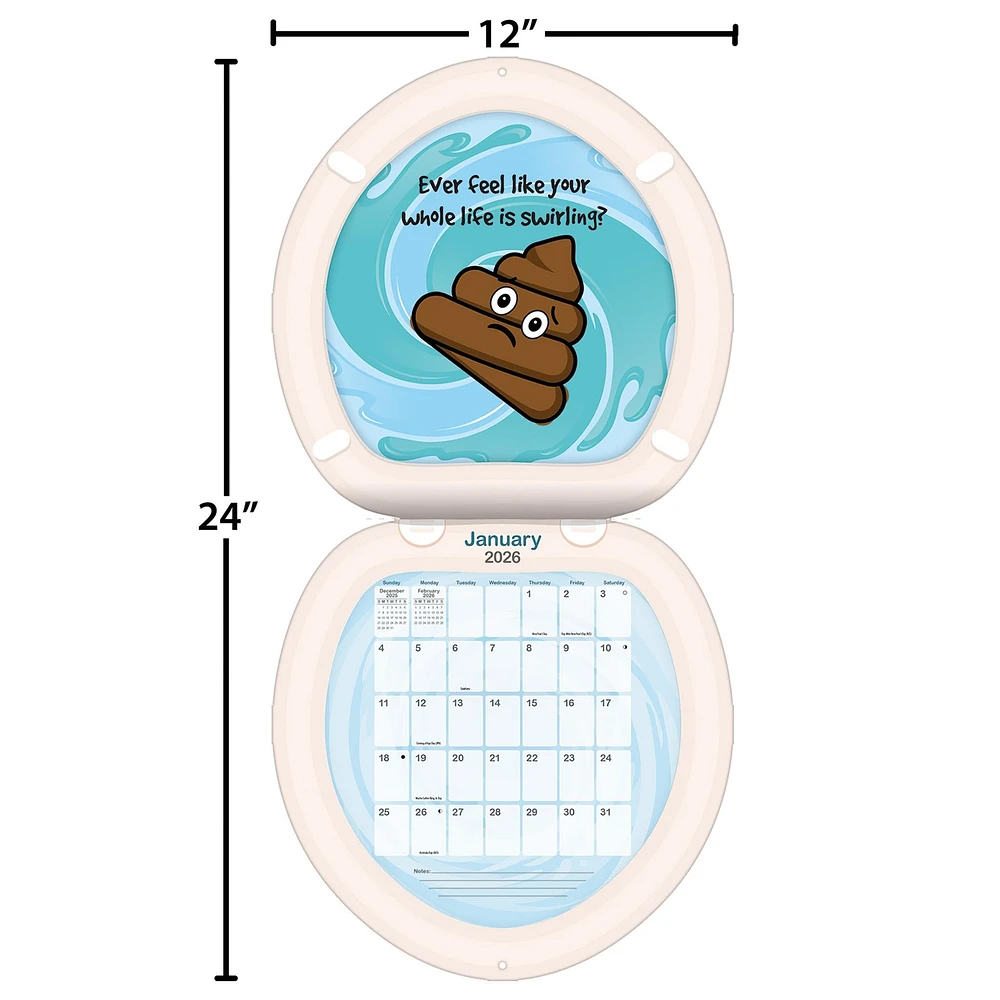 Poo Happens Die Cut 2026 Wall Calendar