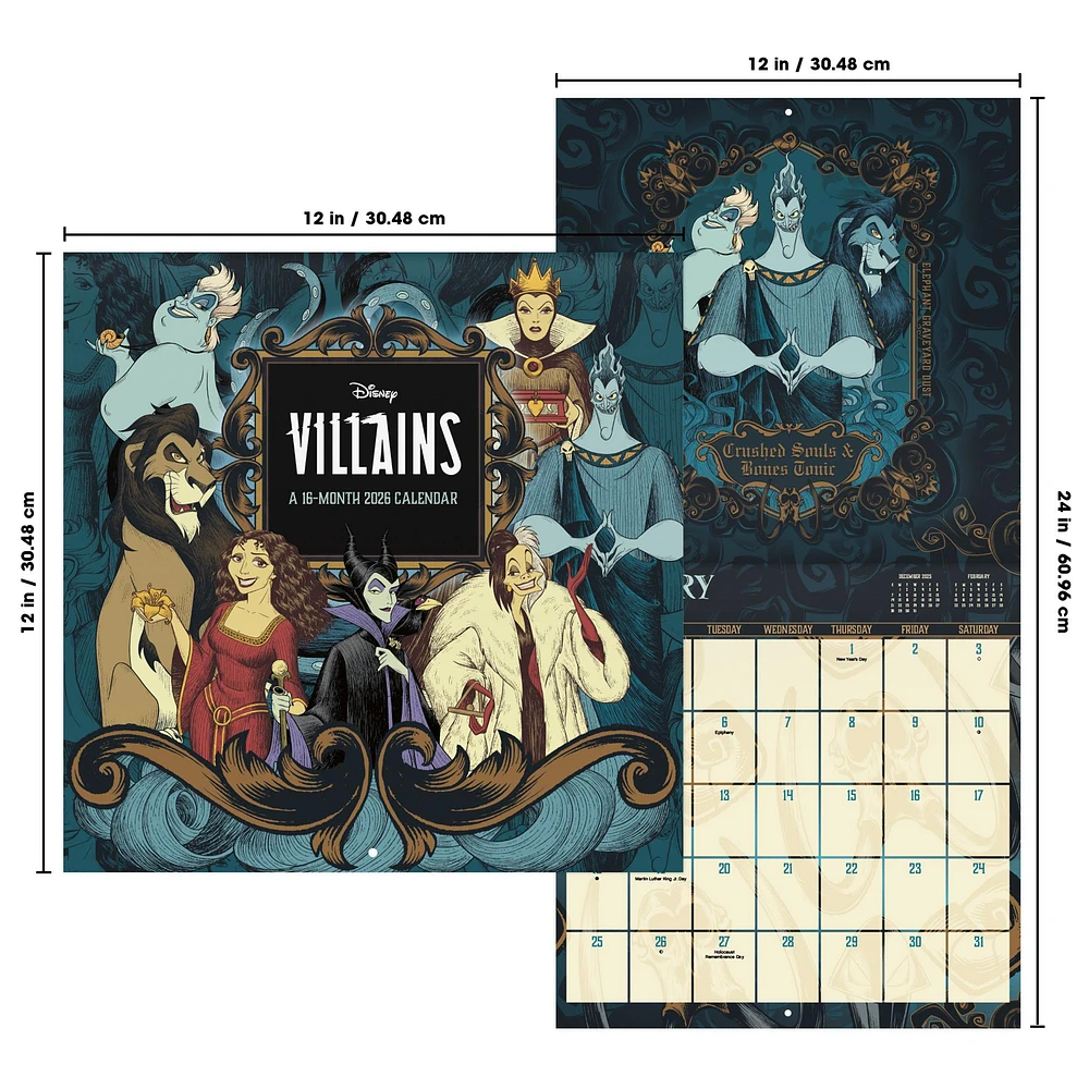 Disney Villains 2026 Wall Calendar