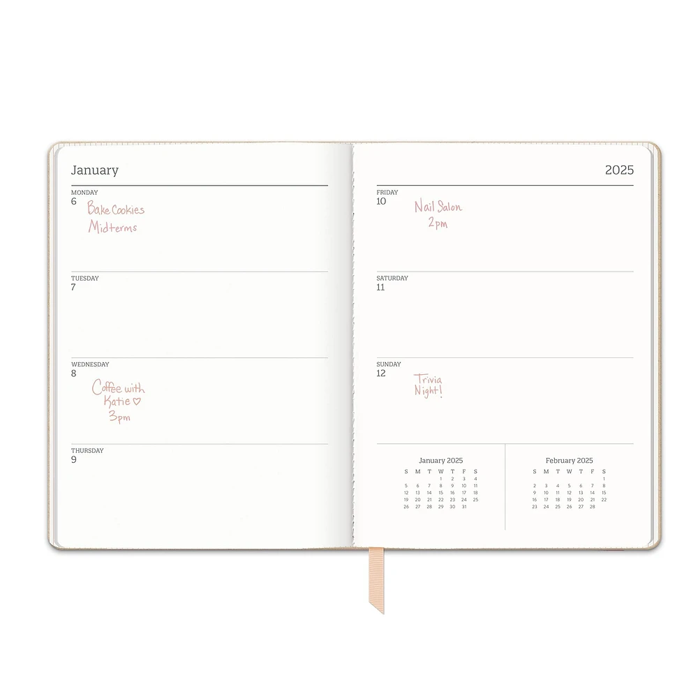 Flowers On Rose Quartz Large Dual-Textured Planner 2025 Calendar