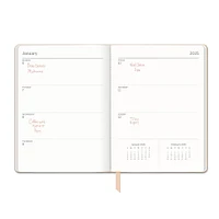 Flowers On Rose Quartz Large Dual-Textured Planner 2025 Calendar