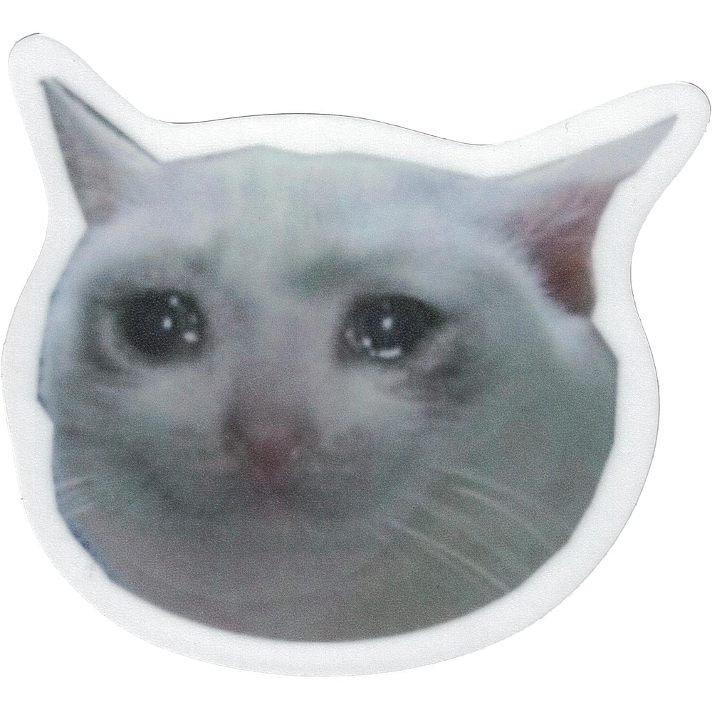 Crying Cat Meme Vinyl Sticker - FINAL SALE