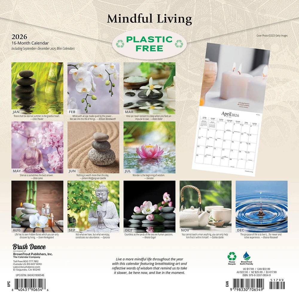 Mindful Living 2026 Wall Calendar