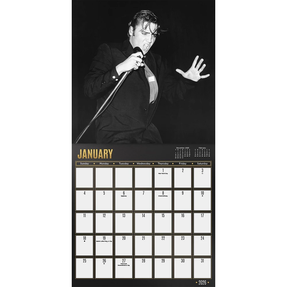 Elvis Presley Exclusive with Print 2026 Deluxe Wall Calendar