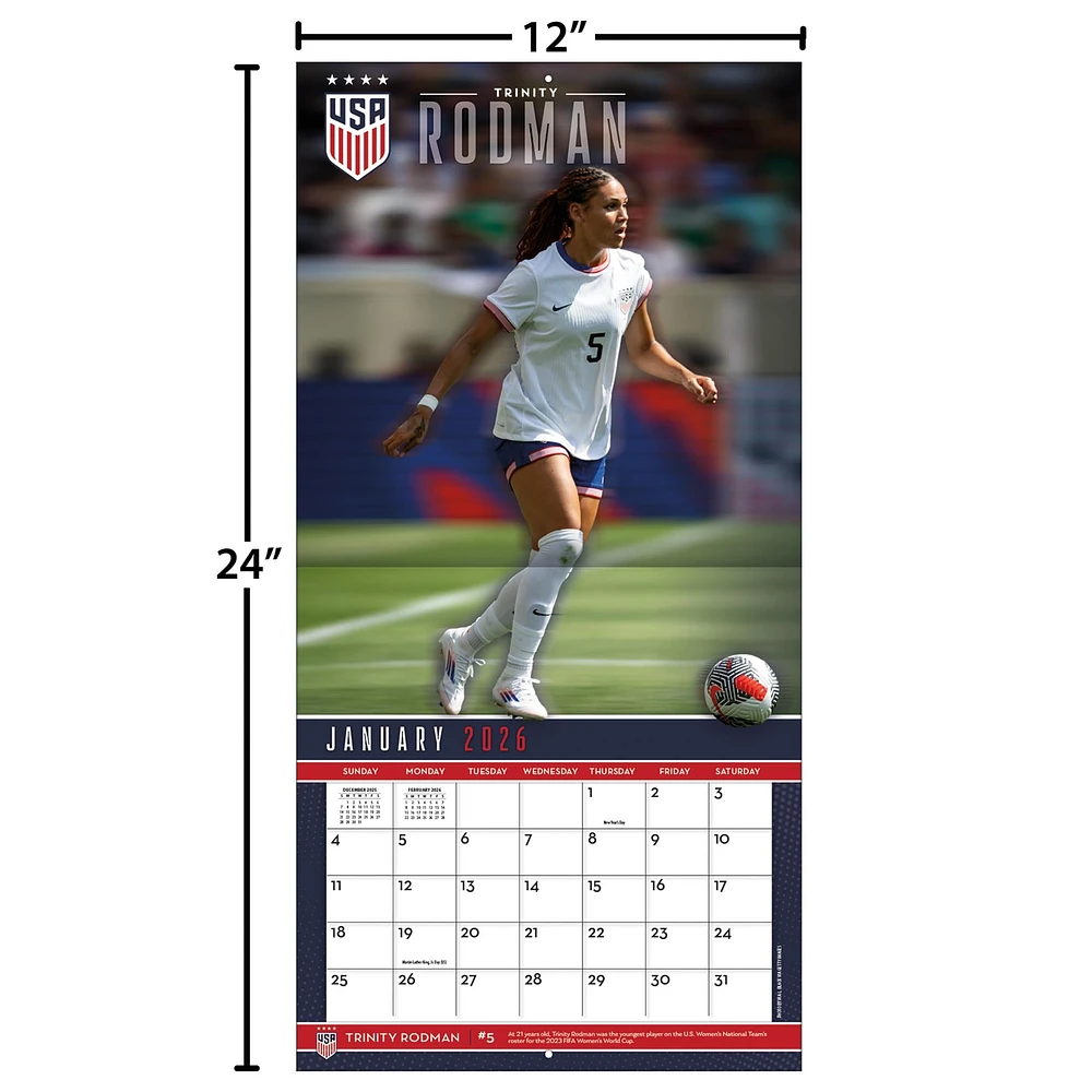 US Women's Soccer Team 2026 Wall Calendar