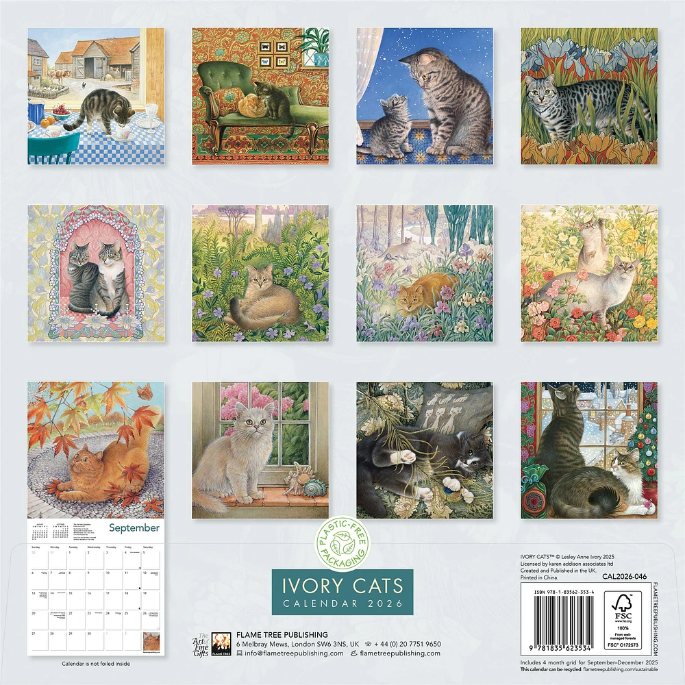 Ivory Cats By Lesley Anne Ivory 2026 Wall Calendar